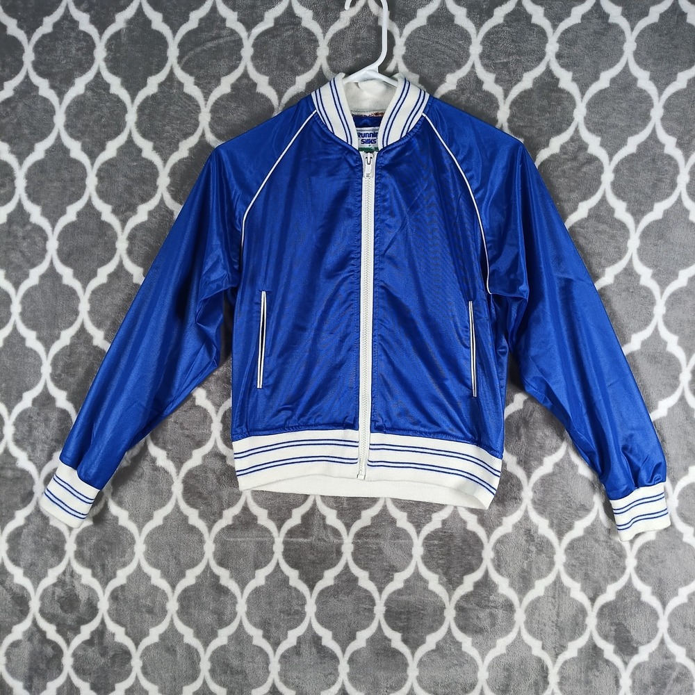 Winning Ways Track Jacket Women Small Blue White Striped Trim VTG Track 80s
